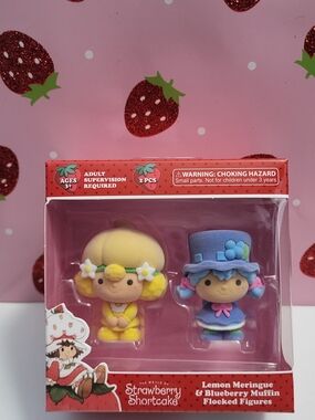 Strawberry Shortcake Lemon Meringue & Blueberry Muffin Flocked Figures - Pink